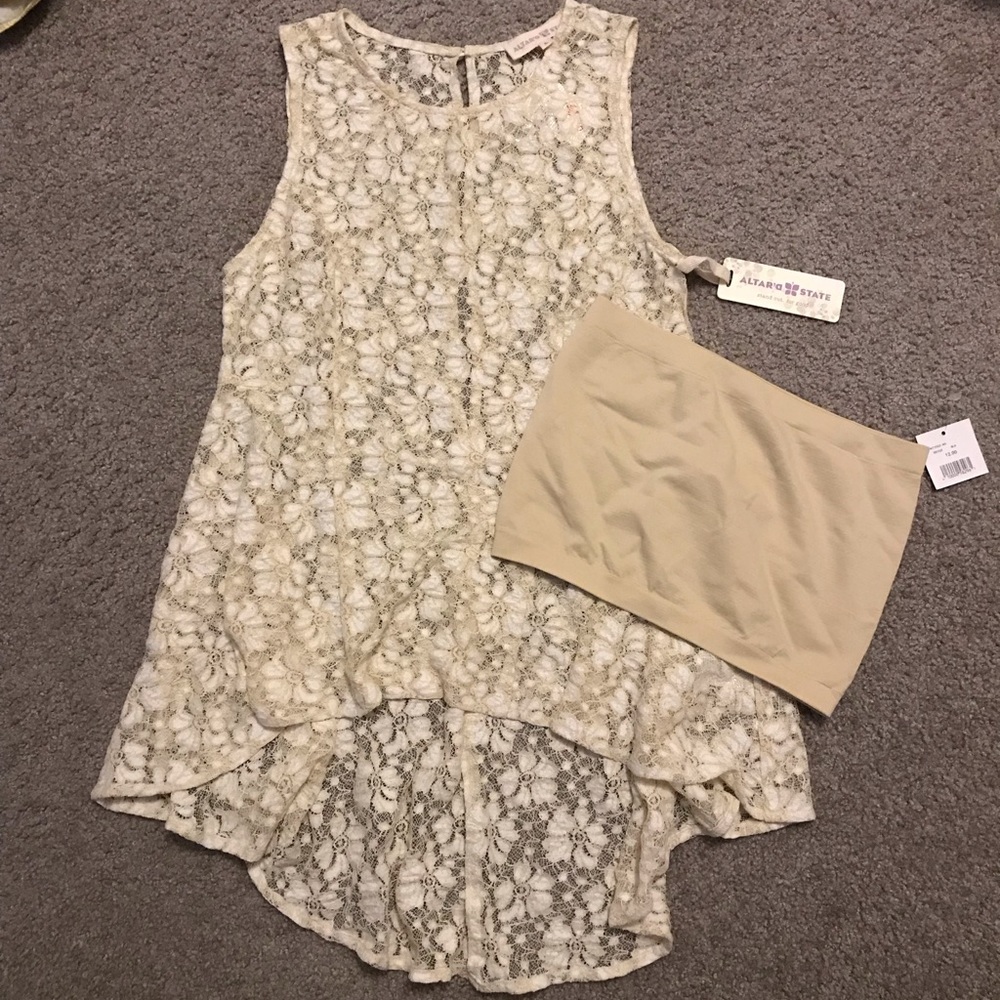 Altar’d State Ivory Sleeveless Hi-Lo Top